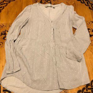 Lauren Conrad Gray Blouse with White Dots